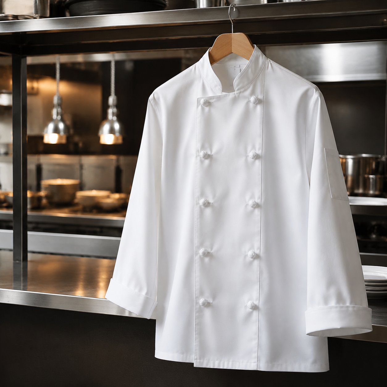 White double-breasted chef coat