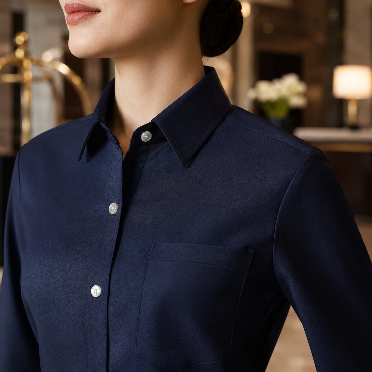 Tailored marine-navy corporate uniform shirt