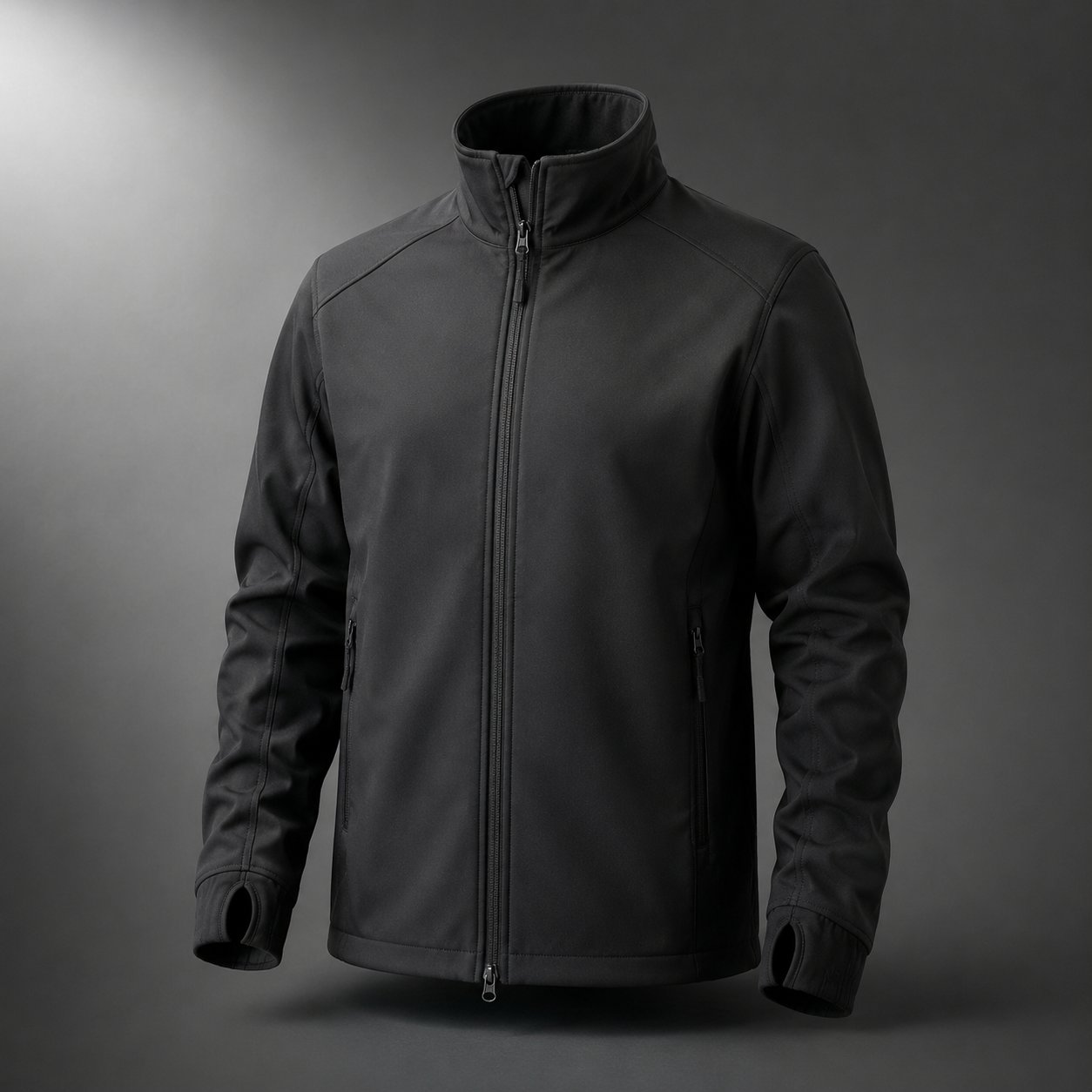 Charcoal softshell work jacket with embroidered logo