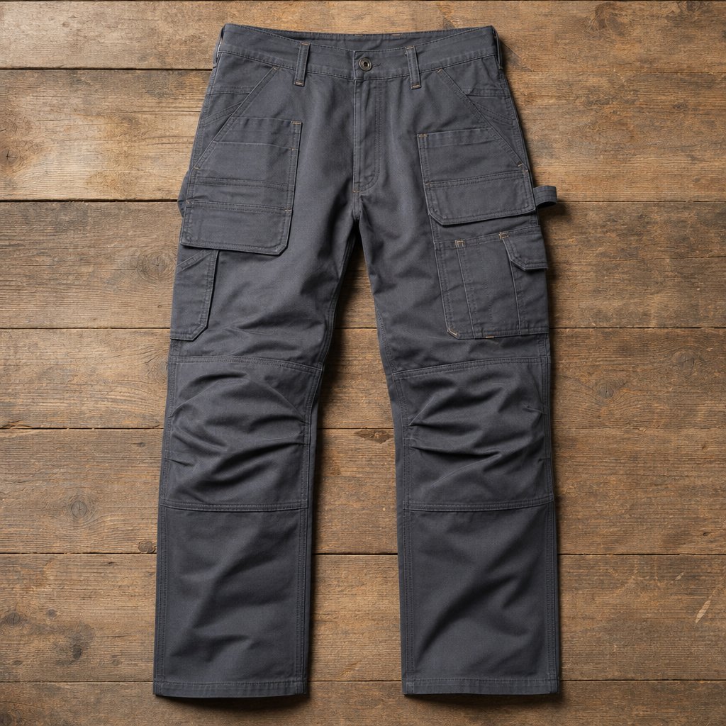 Charcoal cargo work pants with utility pockets